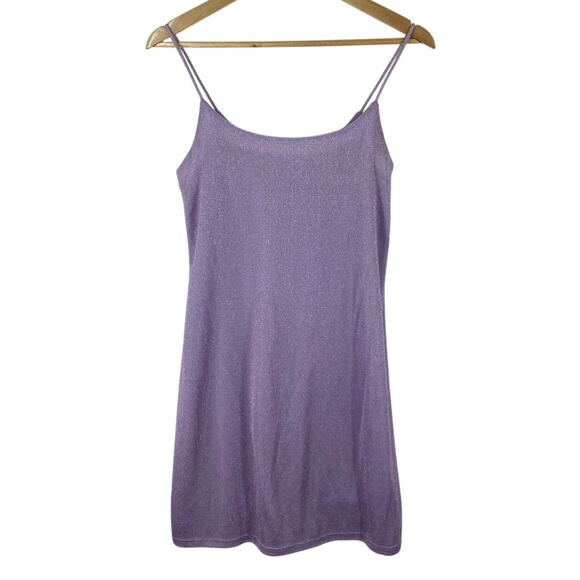 Hugo Buscati Purple Mini Dress 70s Funky Sleeveless Metallic Fairy Size 10 - Picture 2 of 12